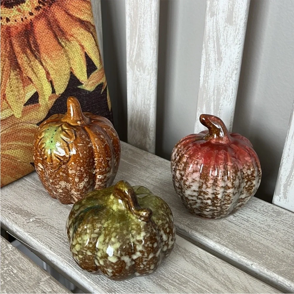 Fall Ceramic Pumpkin Decor Set - 3pc  🍃🆕🍃